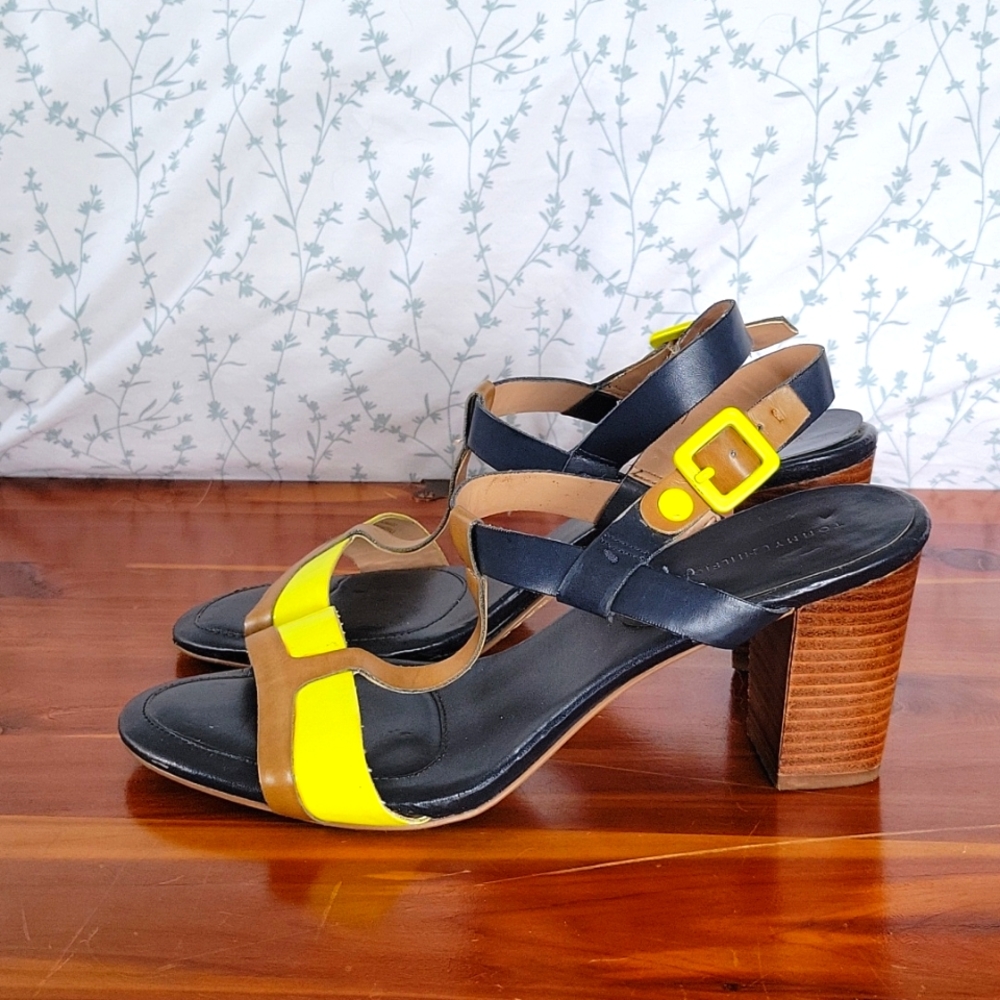 Tommy Hilfiger Blue and Yellow Heels Size 9M